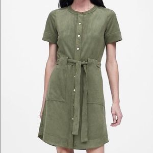 NWT Banana Republic Vegan Suede Shirt Dress Sage